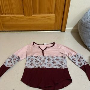 Burgandy and Pink Longsleeve shirt